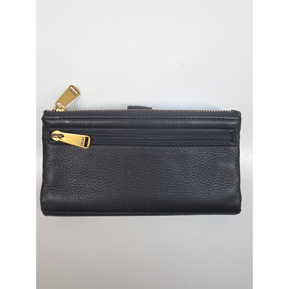 Fossil Logan Tab Clutch Wallet Cream Black Pebbled Leather Bifold SL7830 - Picture 2 of 6